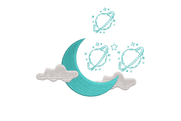 Crescent Moon and Planets Embroidery: A Cosmic Touch for Real-World Projects