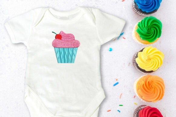 Cupcake with Cherry Mini Embroidery: A Sweet Touch for Small Business Branding