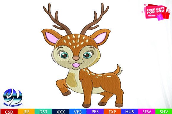 Deer Embroidery Design,10 Formats
