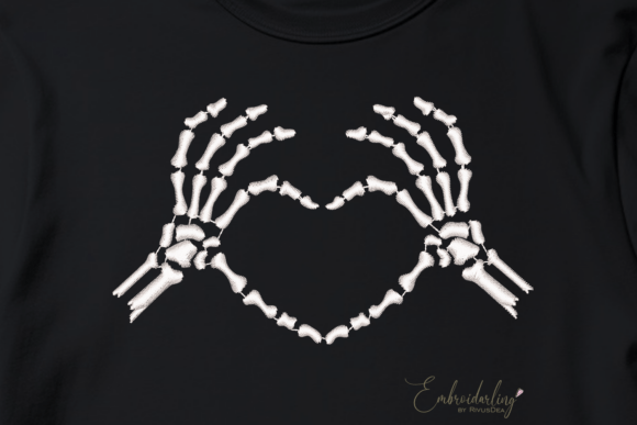 Spooky Skeleton Hands Heart Embroidery Design