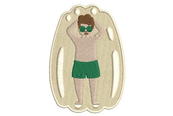 Sunbather on Yellow Pool Floatie with Sunglasses Embroidery Design Review